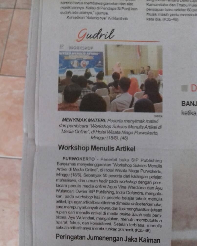 liputan workshop menulis artikel online di harian suara merdeka