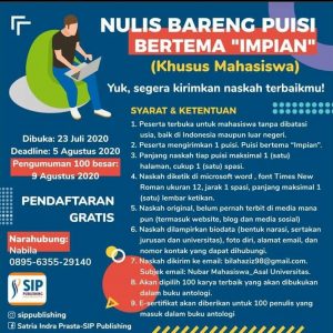 Nulis Bareng Puisi Tema “Impian” Khusus Mahasiswa