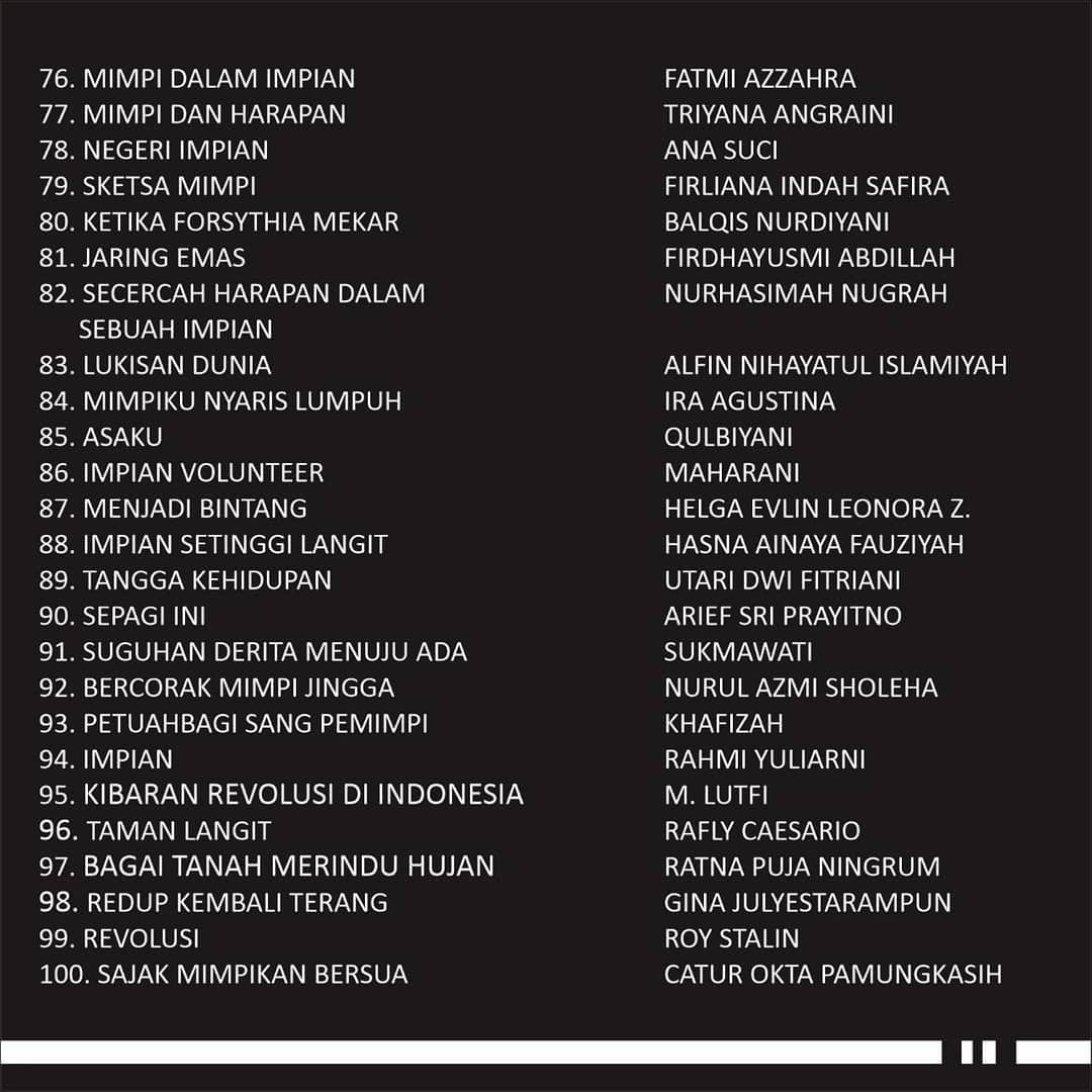 pengumuman 100 besar puisi tema impian