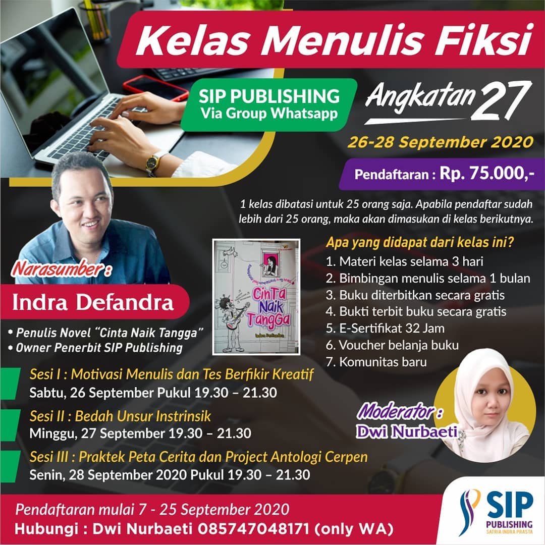 kelas menulis fiksi online sip publishing angkatan 27