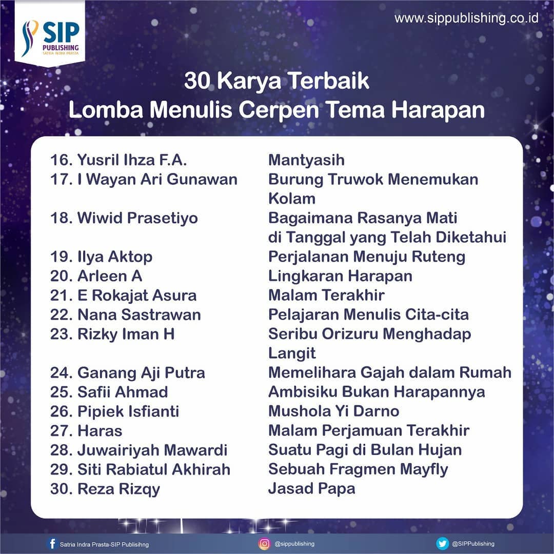 pengumuman 30 karya terbaik lomba menulis cerpen tema harapan 3