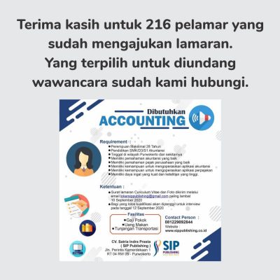 Update Lowongan Kerja Akunting SIP Publishing