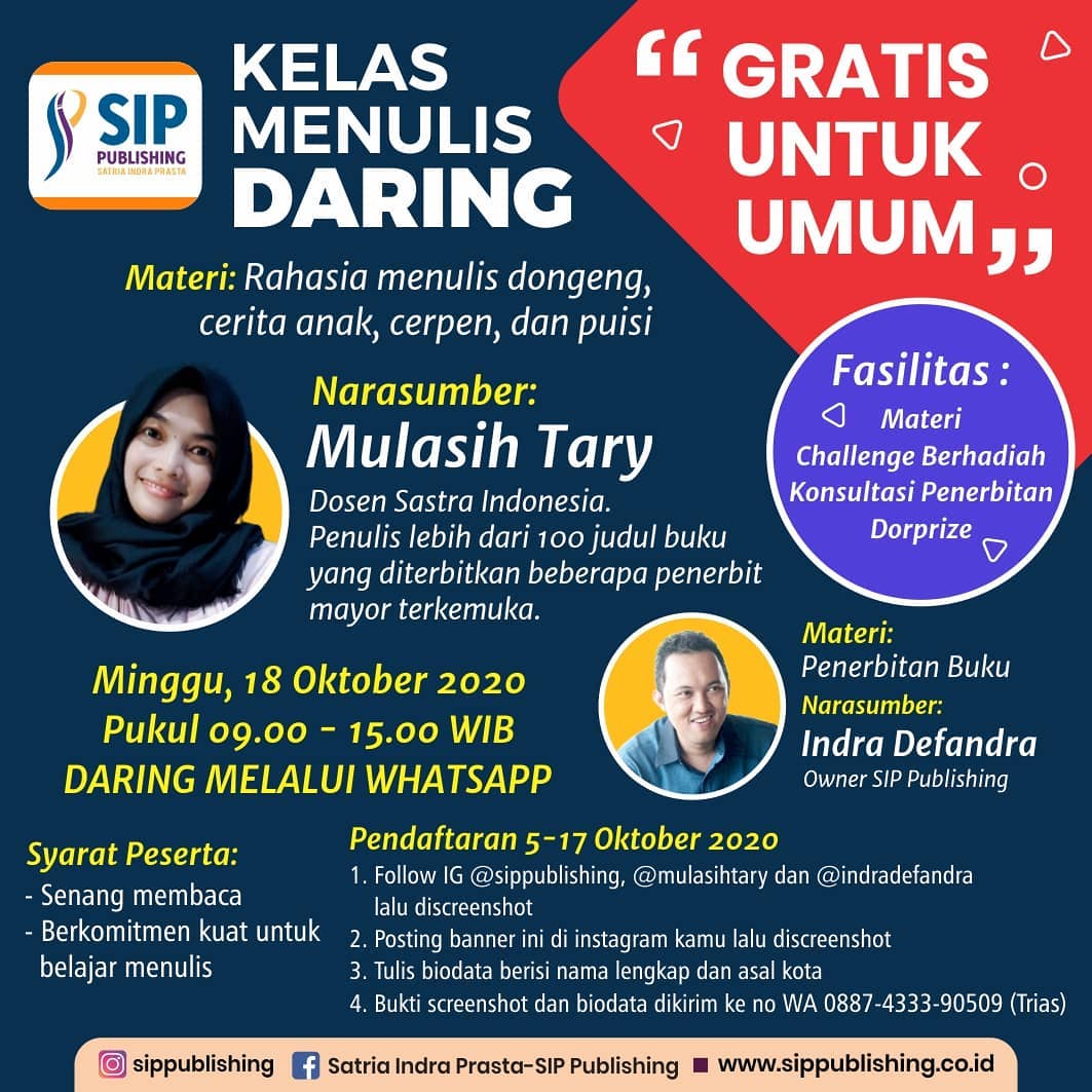 kelas menulis fiksi online daring sip publishing gratis untuk umum