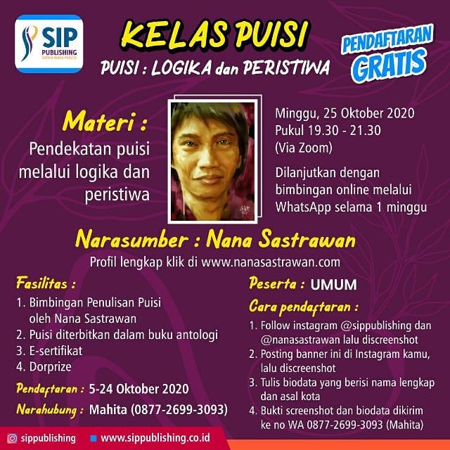 kelas menulis puisi gratis untuk umum bersama nana sastrawan