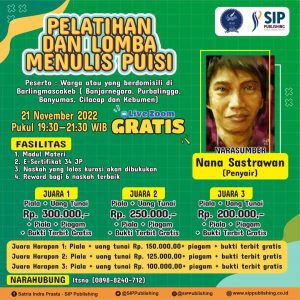 Pelatihan Menulis Puisi Bersama Nana Sastrawan di Bulan November
