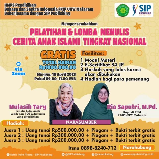 PENGUMUMAN NASKAH LOLOS KURASI PELATIHAN DAN LOMBA MENULIS CERITA ANAK