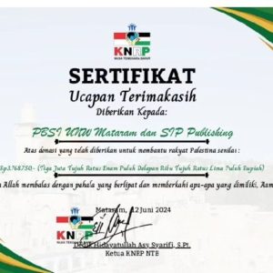 Penyaluran Hasil Penjualan Buku “Puisi Untuk Palestina” Melalui Komite Nasional Rakyat Palestina (KNRP) Nusa Tenggara Barat