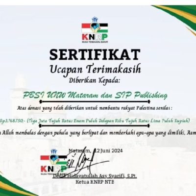 Penyaluran Hasil Penjualan Buku “Puisi Untuk Palestina” Melalui Komite Nasional Rakyat Palestina (KNRP) Nusa Tenggara Barat