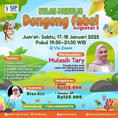 Kelas Menulis Dongeng Fabel bersama Mulasih Tary Angkatan 5