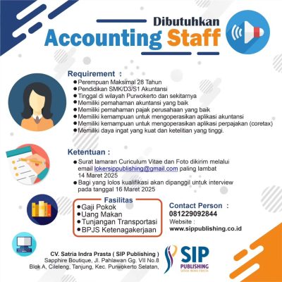 Lowongan CV SIP Publishing Accounting Staff