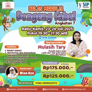 Kelas Menulis Dongeng Fabel Angkatan 7 bersama Mulasih Tary