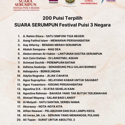 200 Puisi Terpilih Suara Serumpun Festival Puisi 3 Negara