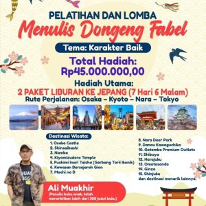 Perpanjangan Pendaftaran Pelatihan & Lomba Menulis Dongeng Fabel Berhadiah Wisata ke Jepang
