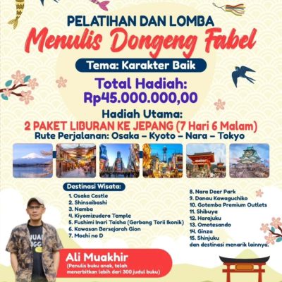 Perpanjangan Pendaftaran Pelatihan & Lomba Menulis Dongeng Fabel Berhadiah Wisata ke Jepang