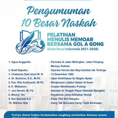 10 Naskah Terbaik Pelatihan Menulis Memoar bersama Gol A Gong